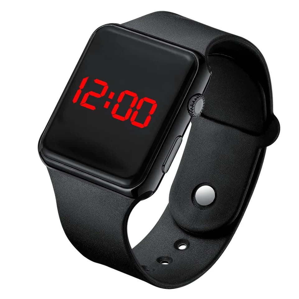 Čtvercové LED digitální sportovní hodinky Unisex silikonový pásek elektronické náramkové hodinky vodotěsné