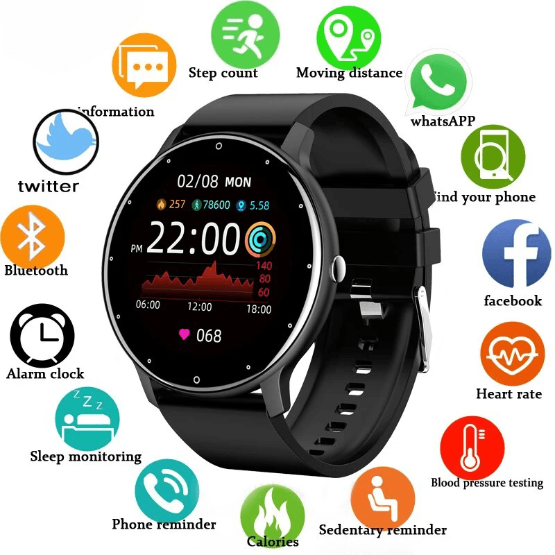 Chytré hodinky Fitness Tracker Monitor srdečního tepu Voděodolné sportovní hodinky Kompatibilní s Androidem a iOS