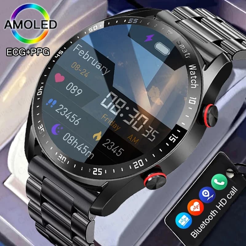 Chytré hodinky Bluetooth Call pro muže s HD displejem, sledovačem srdeční frekvence, EKG a PPG