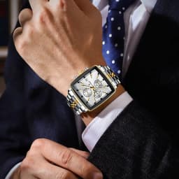 Luxusní čtvercové sportovní pánské hodinky vodotěsné světelné chronografy quartzové hodinky z nerezové oceli - náhled 7