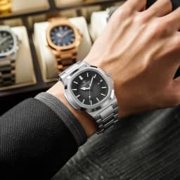Luxusní vodotěsné chronografické hodinky pro muže z nerezové oceli, quartzové náramkové hodinky s světelným displejem - náhled 4