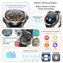 Venkovní sportovní chytré hodinky 1,53" AMOLED GPS monitor srdečního tepu vodotěsné fitness tracker pro muže - náhled 3