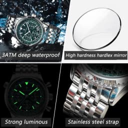 Luxusní pánské chronografické hodinky, vodotěsné, z nerezové oceli, vojenské sportovní quartzové hodinky - náhled 5