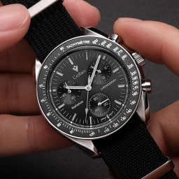 Pánské luxusní quartzové chronografické hodinky se safírovým sklem, plátěným řemínkem, závodní sportovní hodinky - náhled 3