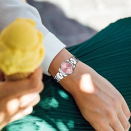 Dámské růžové minimalistické hodinky 29 mm z nerezové oceli s kamínky, luxusní módní náramkové hodinky - náhled 7