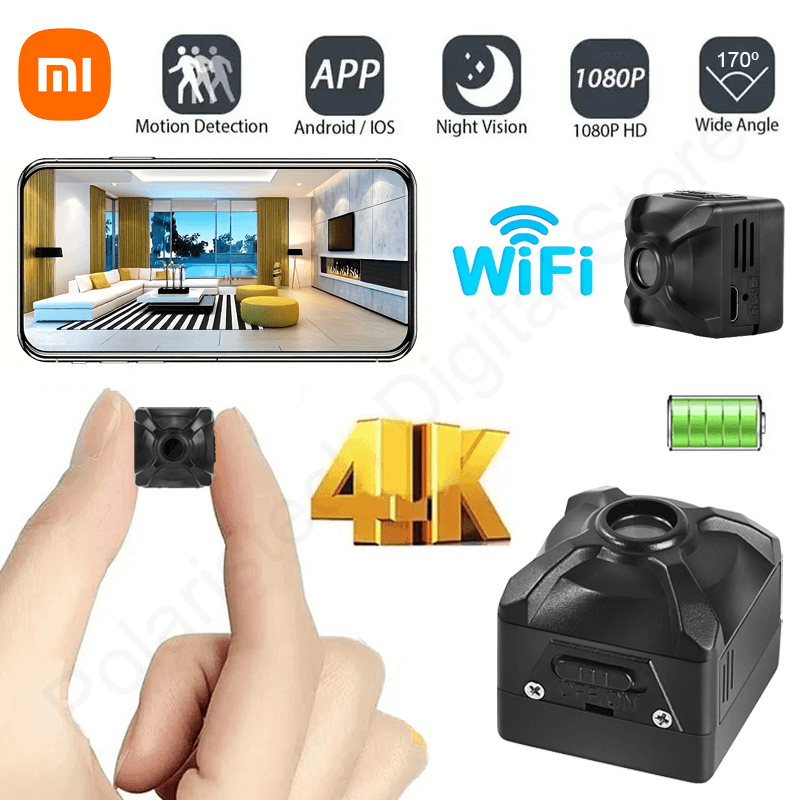 1080P Bezdrátová WiFi bezpečnostní kamera s dobíjecí baterií, detekce pohybu, domácí monitor, mini IP kamera