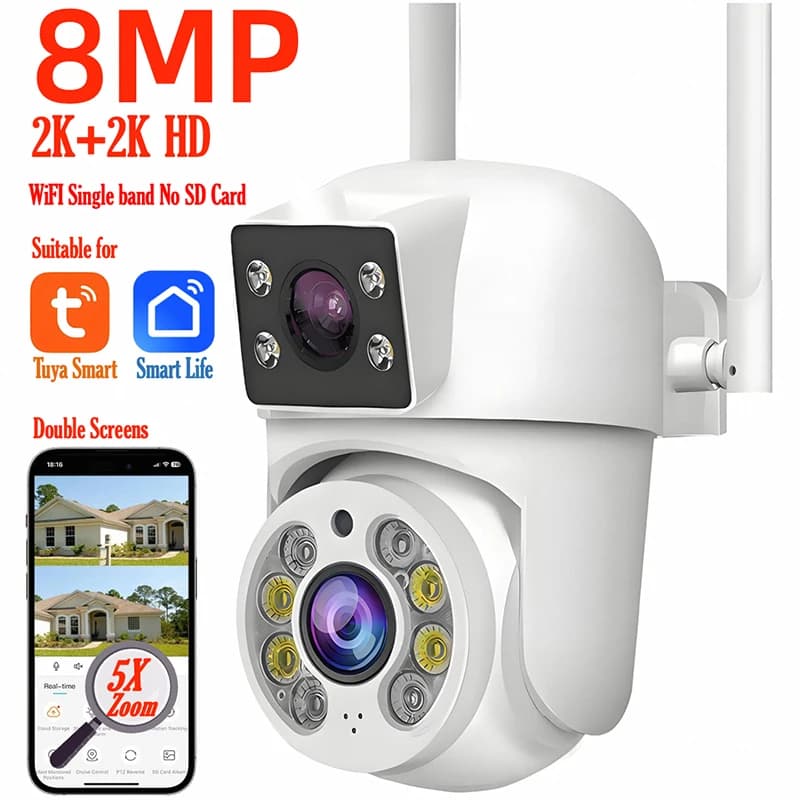8MP WiFi bezpečnostní kamera PTZ duální objektiv noční vidění venkovní IP kamera s detekcí pohybu