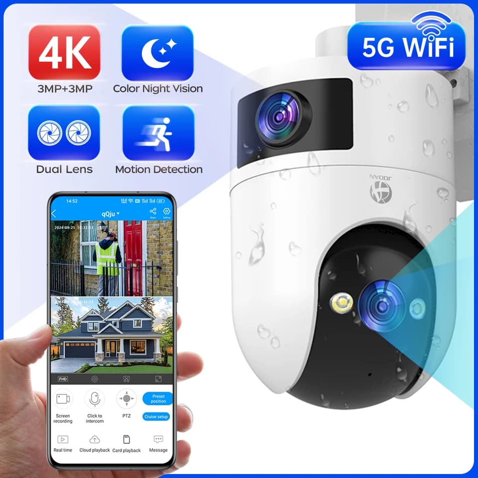 4K PTZ bezpečnostní kamera venkovní vodotěsná duální objektiv WiFi automatické sledování monitor