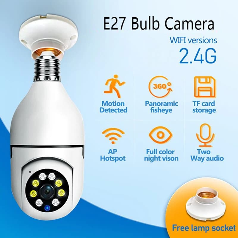 1080P HD WiFi bezpečnostní kamera žárovka E27 bezdrátová vnitřní venkovní noční vidění audio monitor