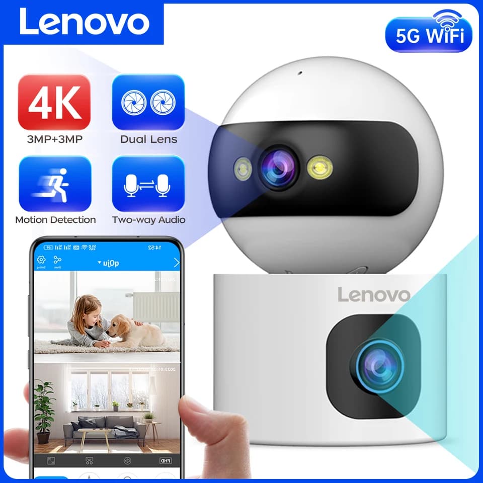 4K WiFi bezpečnostní kamera s dvojitým objektivem, automatické sledování, bezdrátová CCTV chůvička, chytrá domácnost