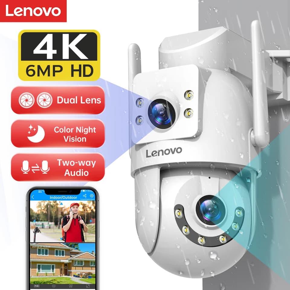 4K WiFi bezpečnostní kamera, venkovní, duální objektiv, AI sledování, PTZ IP CCTV dohledový systém 6MP