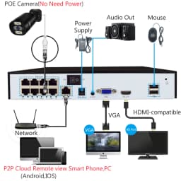 4K bezpečnostní kamera, venkovní 8MP POE IP, věžová, noční vidění, detekce pohybu, vodotěsná CCTV - náhled 7