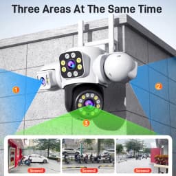 6K 12MP venkovní WiFi bezpečnostní kamera s trojitým objektivem, PTZ 360° vodotěsná CCTV kamera - náhled 3