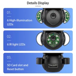 5MP WiFi bezpečnostní kamera venkovní PTZ noční vidění inteligentní sledovací kamera s reflektorem - náhled 7