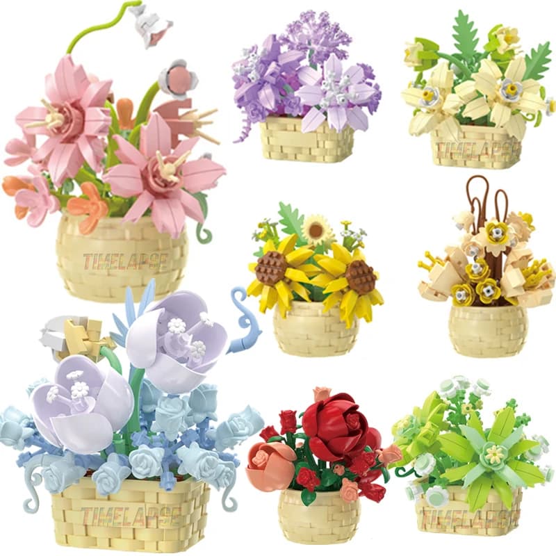 Stavebnice pro kutily - Růže, slunečnice, sukulentní bonsaje, zahradní model pro děti