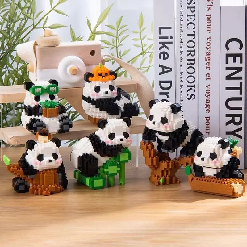 Stavební kostky Panda pro kutily - vzdělávací STEM hračka pro děti, kreativní montáž, modelové kostky