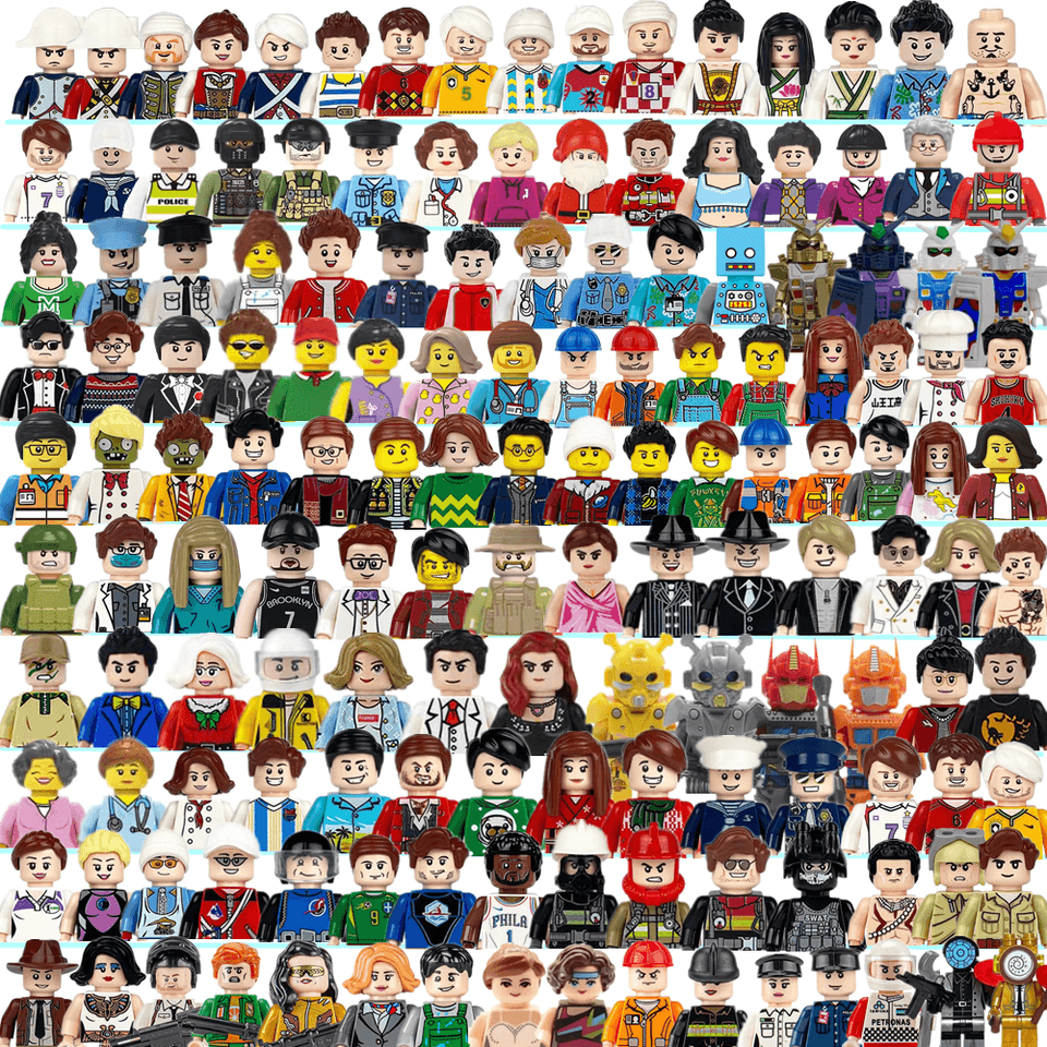 Sada stavebních bloků Mini City Akční figurky - Policejní hasič Robot Dělník Hračky s postavičkami