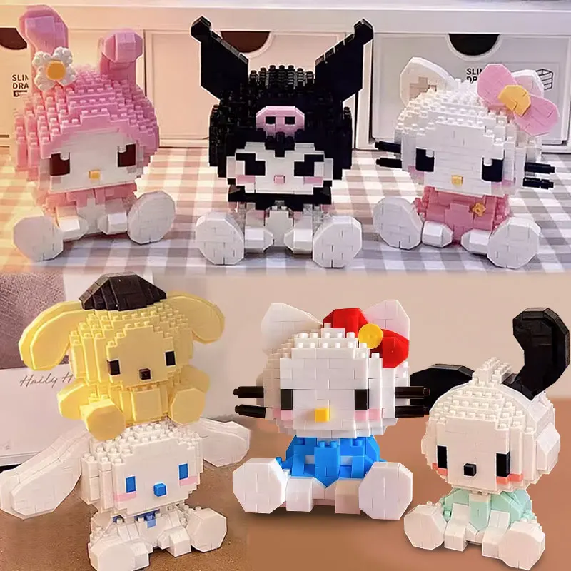 Sanrio Sada stavebních kostek s postavičkou - Hello Kitty My Melody Kuromi Dětská vánoční dárková hračka