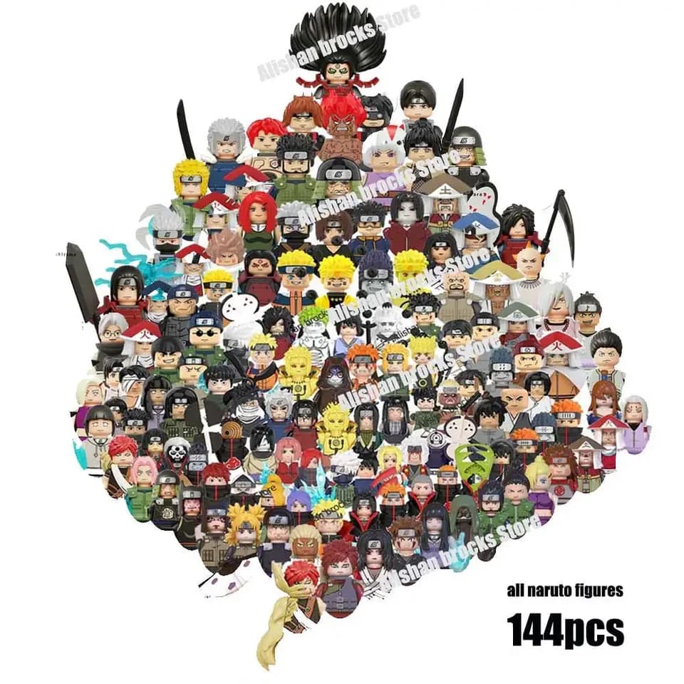 Stavební bloky anime, akční figurky, montážní sada - hlavy ninjů, dětské vzdělávací hračky, dárek