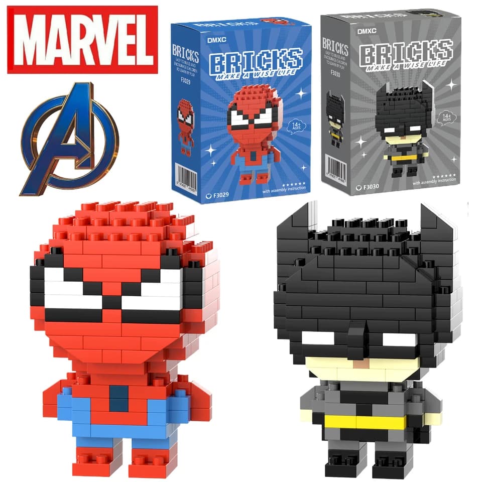 Stavební kostky Marvel - Spider-Man, Venom, Iron Man, akční figurka, hračky pro děti, dárková sada