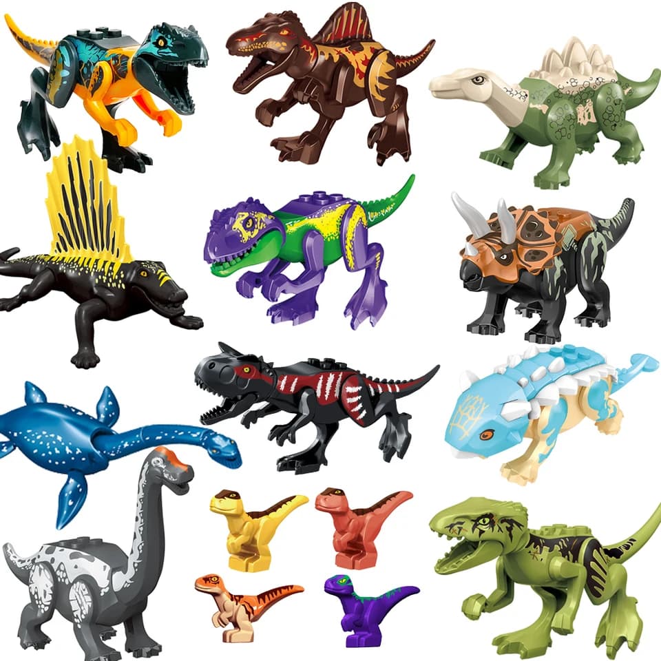 Sada stavebních bloků s dinosaury - akční figurky T-Rexe, DIY stavebnice pro děti, vánoční dárek
