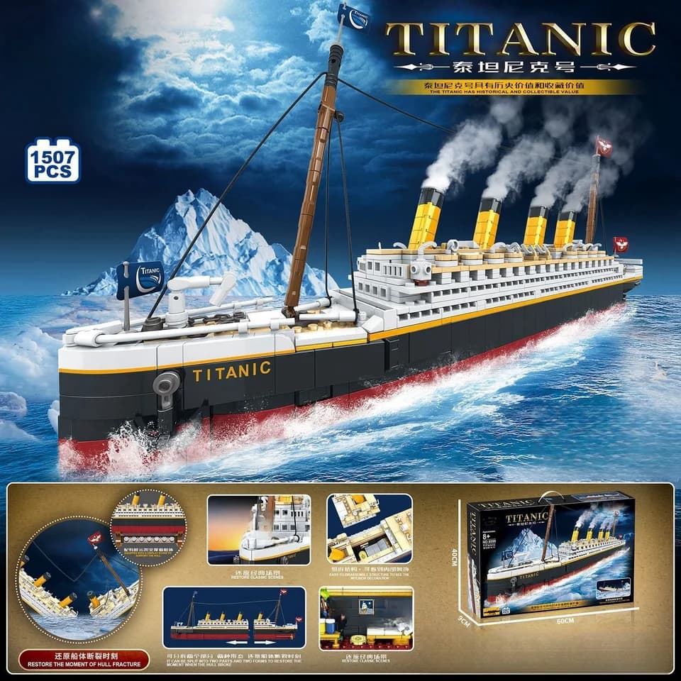 Velká sada stavebních kostek Titanic - kreativní model lodi pro dospělé - vzdělávací hračka