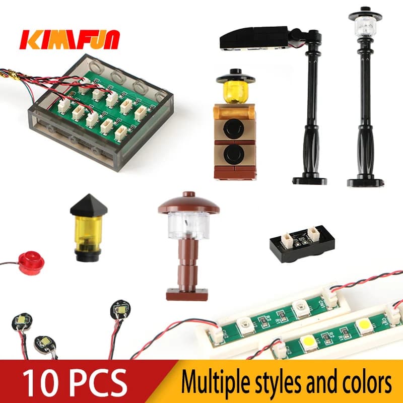 10 ks RGB LED stavebních bloků s 0,8mm pin USB DIY pouliční osvětlení městské dekorace 1x1 cihla