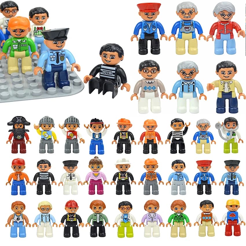 Sada velkých stavebních bloků - Rodina, lidé, postavy, policie, princezna, pracovník, hračky kompatibilní