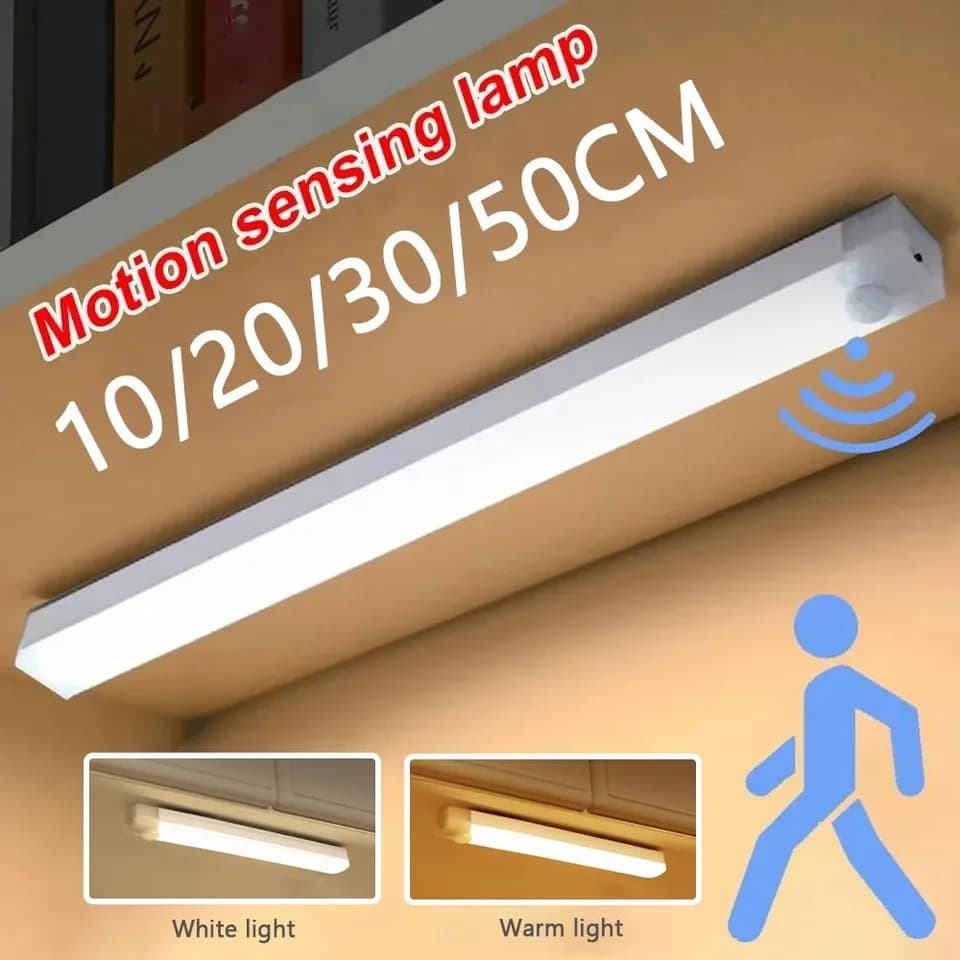 LED noční světlo s pohybovým senzorem, USB-C dobíjecí bezdrátové kuchyňské schodišťové světlo