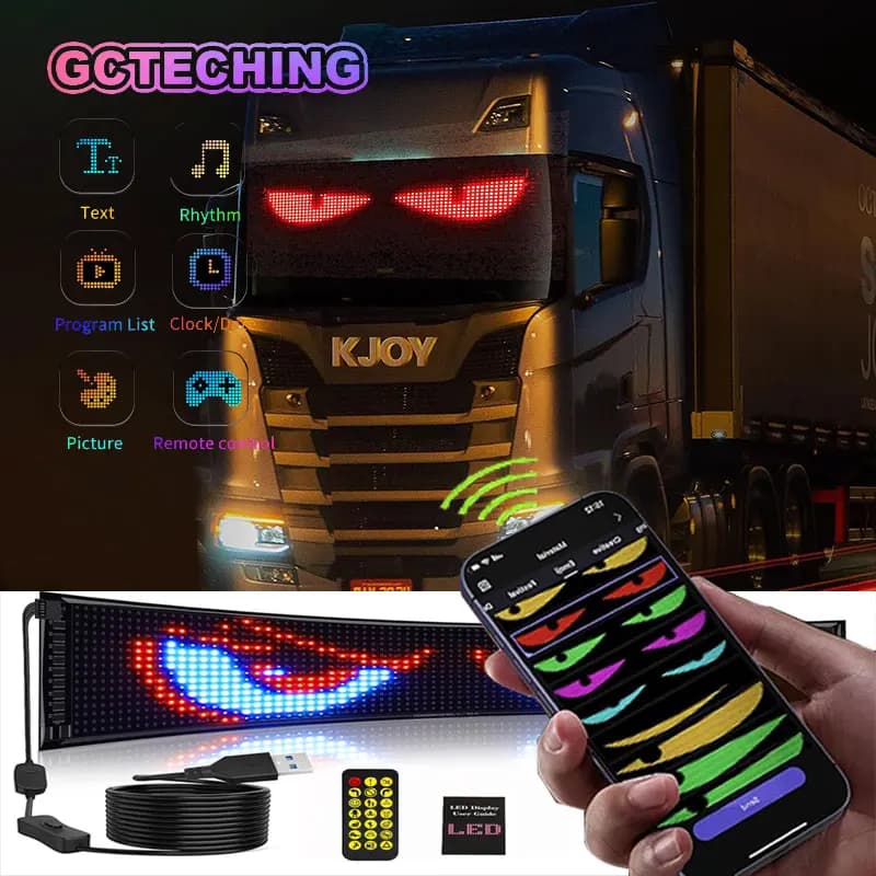 RGB LED Matrix Panel Programovatelný Bluetooth App Control Rolovací displej pro auto a nákladní automobily DIY