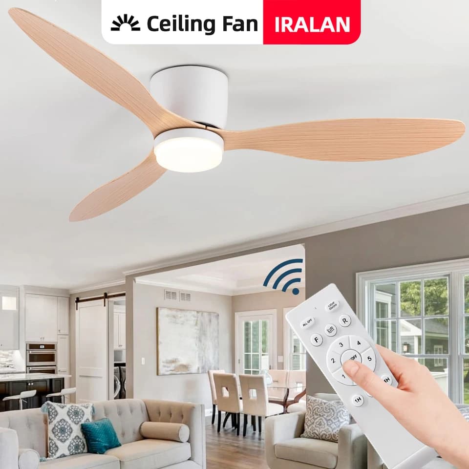 52palcový moderní stropní ventilátor DC s LED světlem a dálkovým ovládáním, výkonný proud vzduchu, ložnice, obývací pokoj