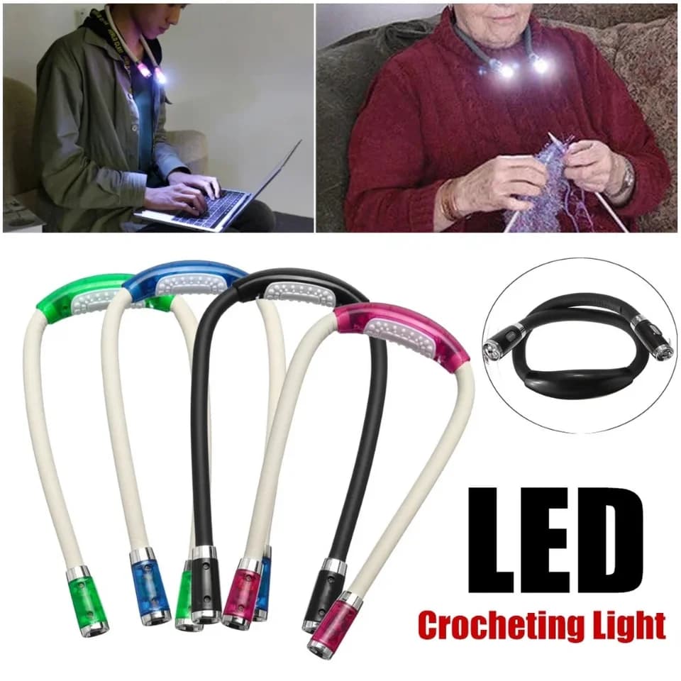Flexibilní LED svítidlo na krk, 360° nastavitelná handsfree čtecí lampa pro knihy, řemesla, noční použití