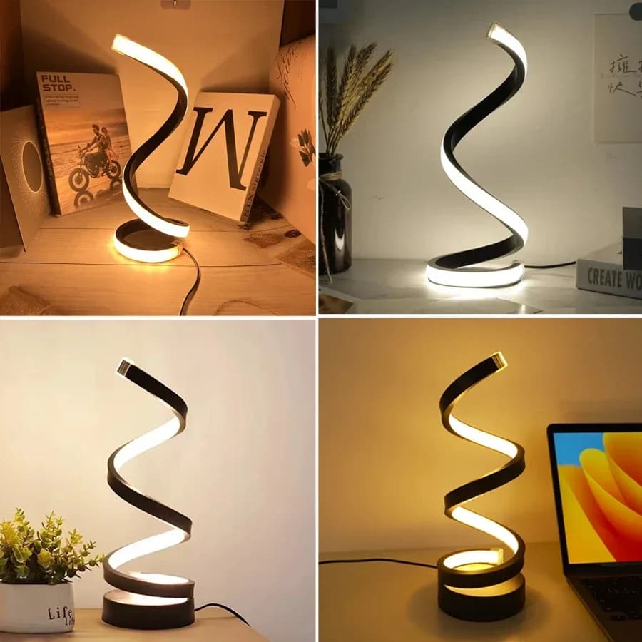 Stmívatelná LED noční lampa USB spirálová stolní lampa 3 barevné režimy ložnice obývací pokoj stůl dekorace