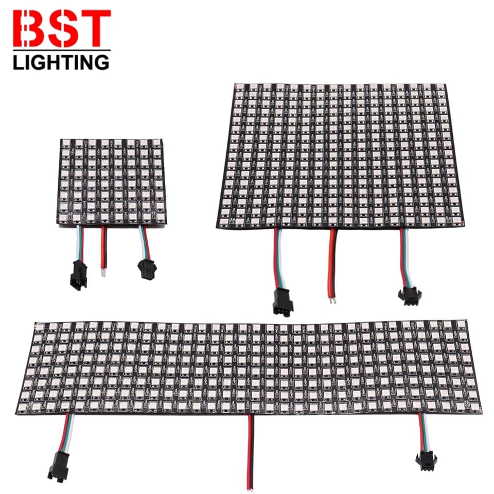 RGB LED Matrix Panel 8x8 16x16 8x32 Individuálně adresovatelný digitální flexibilní páskový světelný pásek 5V