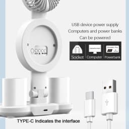 LED stolní lampa s ventilátorem a hodinami - dobíjecí stolní světlo pro studium, čtení, noční světlo - náhled 7