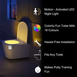 LED noční světlo na toaletu s pohybovým senzorem, 16 barev, měnící se světelná tyčinka do koupelny - náhled 5