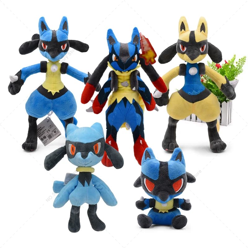 Pokémon Lucario plyšová hračka 16-31cm lesklá mega stojící plyšová panenka dárek pro děti