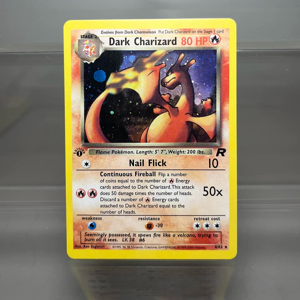 Charizard Pokémon Card 1. edice 1996 Vmax Ex Rare Rainbow Holographic Trader Card Game