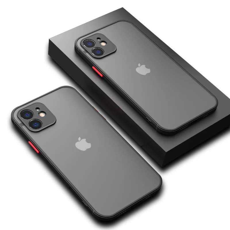Nárazuvzdorný kryt na telefon, matný silikonový nárazník, průhledný pevný kryt pro modely iPhone