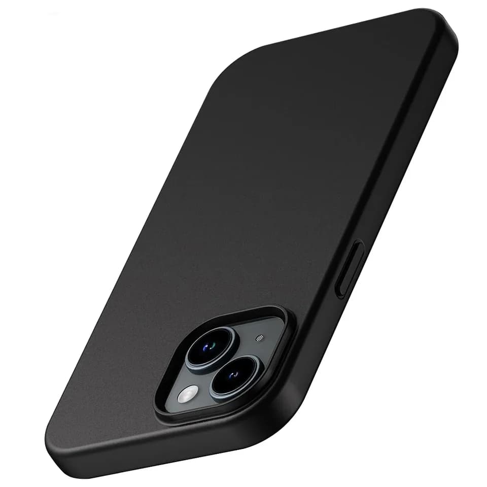 Matný silikonový kryt pro iPhone 17, 16, 15, 14, 13, 12, 11, Pro Max, Mini XR, černý