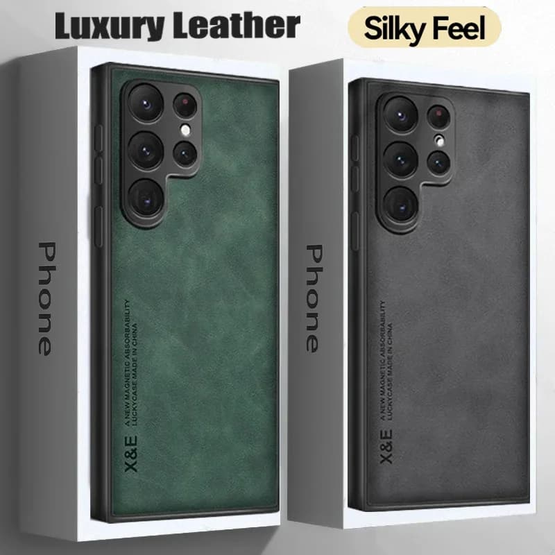 Prémiový kožený magnetický kryt na telefon pro Samsung Galaxy S25 S24 S23 Ultra S22 S21 S20 Note Cover