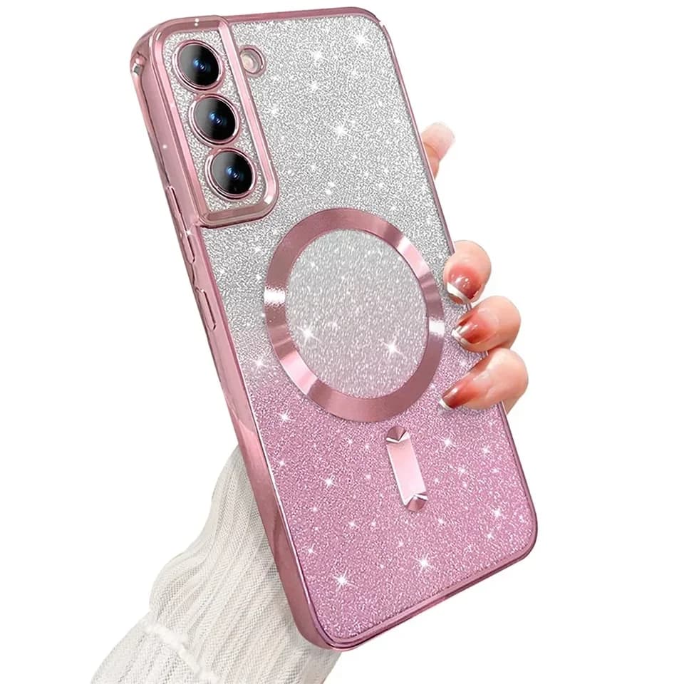 Magnetické pouzdro s třpytivým efektem pro Samsung Galaxy S25 S24 S23 S22 S21 S20 Note20 Ultra s bezdrátovým nabíjením