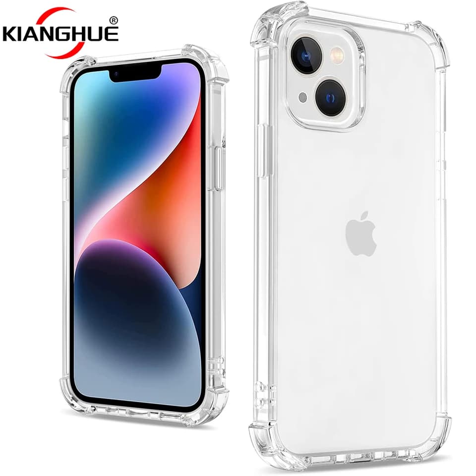 Silikonové pouzdro na telefon s tvrzeným světlem, ultra tenké, odolné proti nárazům, pro iPhone 15, 14, 13, 12, 11, Pro Max, Mini