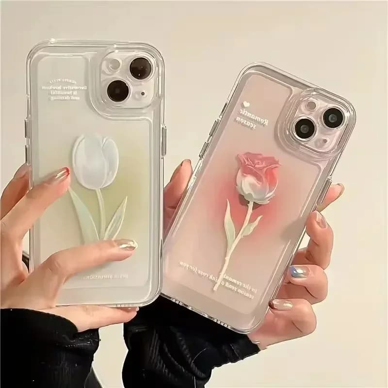 Silikonový kryt Tulip Clear iPhone, nárazuvzdorný, pro iPhone 16, 15, 14, 13, 12, 11 Pro Max Plus