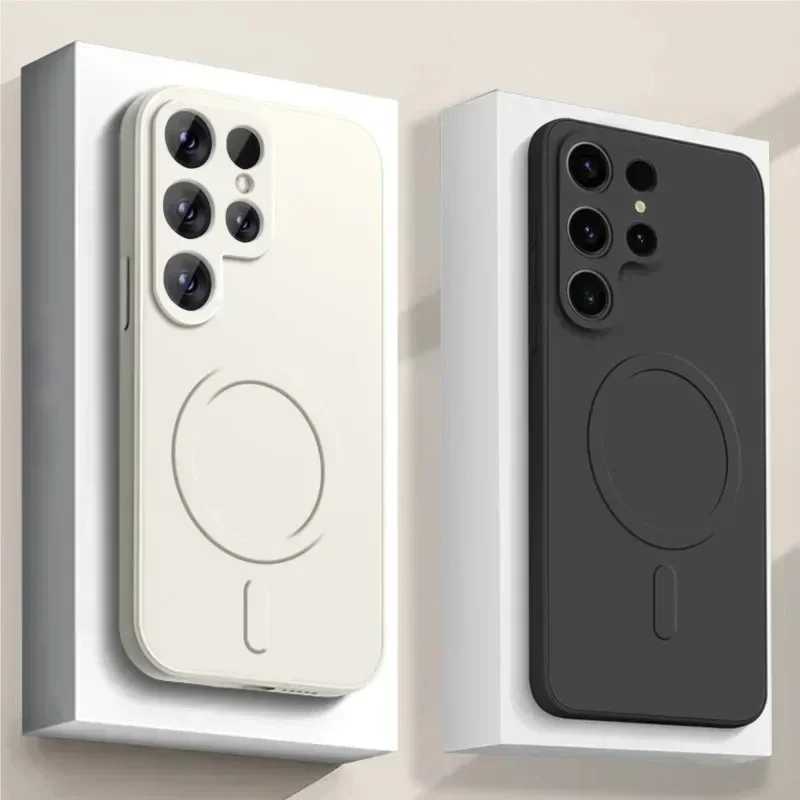 Magnetické bezdrátové nabíjecí pouzdro pro Samsung Galaxy S25 S24 S23 S22 S21 Ultra nárazuvzdorné silikonové pouzdro