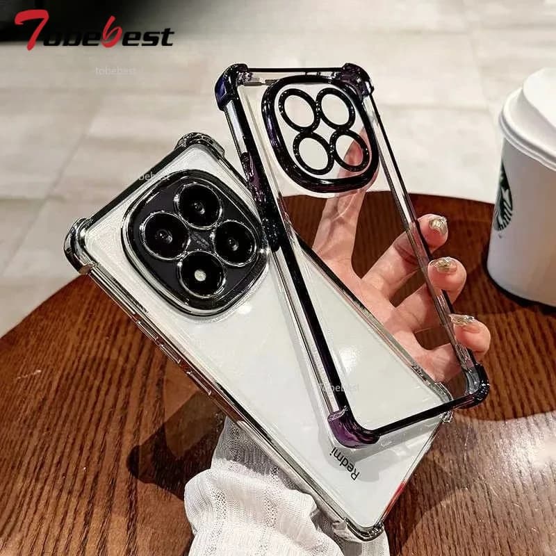 Průhledný nárazuvzdorný silikonový kryt na telefon s pokoveným designem - měkký průhledný zadní kryt