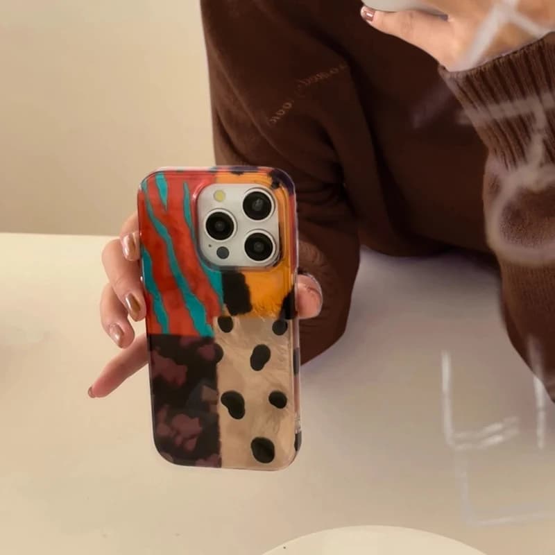 Silikonový kryt na telefon s leopardím potiskem pro iPhone 16 15 14 13 12 11 Pro Max - retro styl