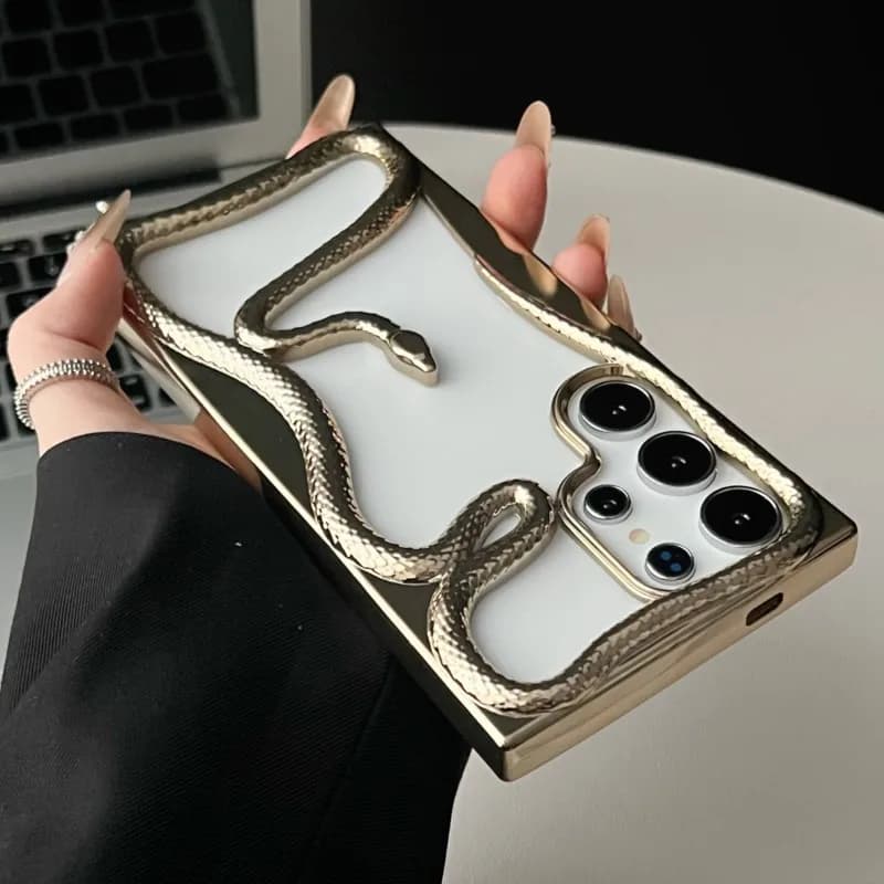 3D kryt s dutým hadem pro Samsung Galaxy S25 S24 S23 S22 Ultra A55 A36 Měkký nárazuvzdorný kryt