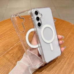 Průhledný magnetický kryt na telefon kompatibilní se Samsung Galaxy S25 S24 S23 S22 S21 A56 nárazuvzdorný kryt - náhled 4