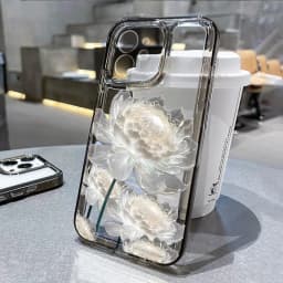 Průhledný kryt s květinovým motivem pro iPhone 16, 15, 14, 13, 12, 11 Pro Max, nárazuvzdorný, měkký silikonový kryt - náhled 4